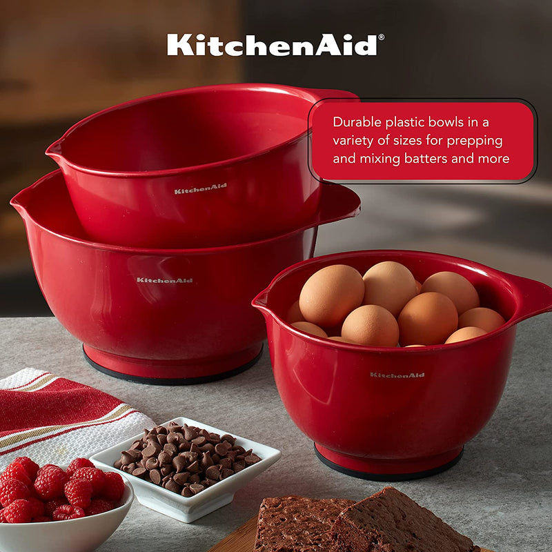 KitchenAid Classic Mixing Bowls, Set of 3, Empire Red