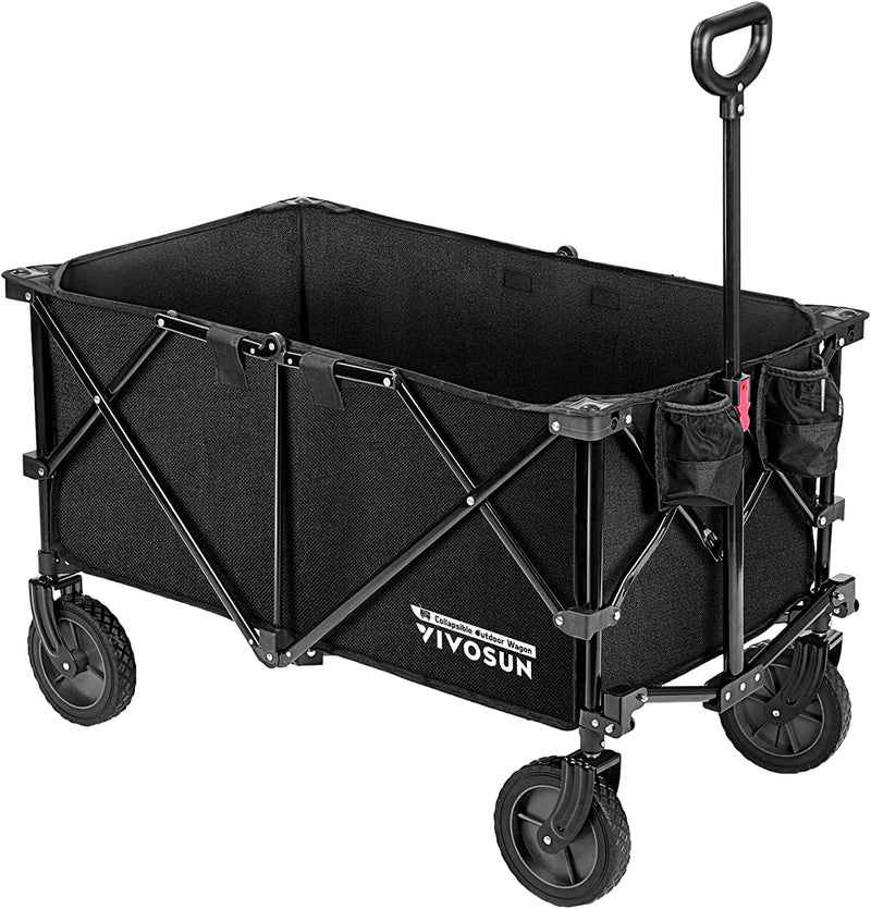 VIVOSUN Heavy Duty Folding Collapsible Wagon Utility Outdoor Camping Cart (Black)