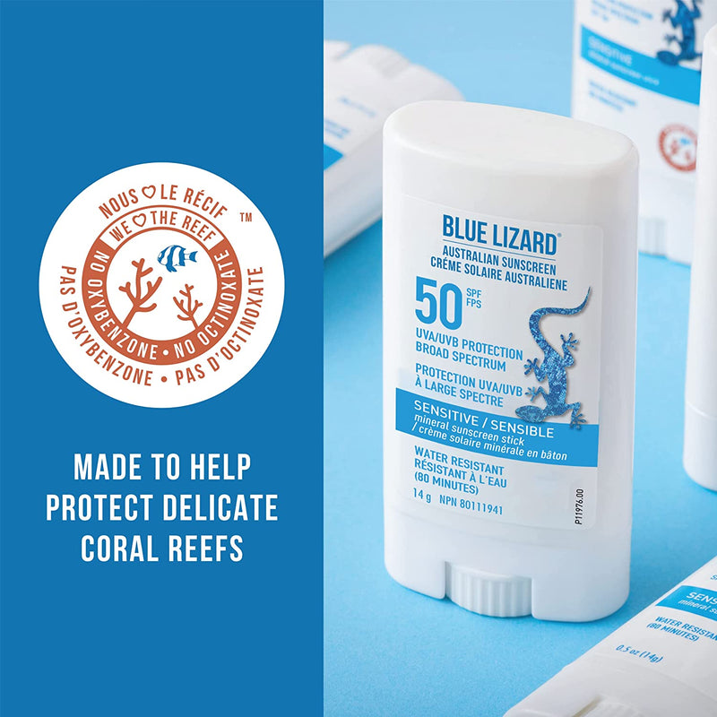 BLUE LIZARD Sensitive Sunscreen Stick - 50 SPF + - 14g