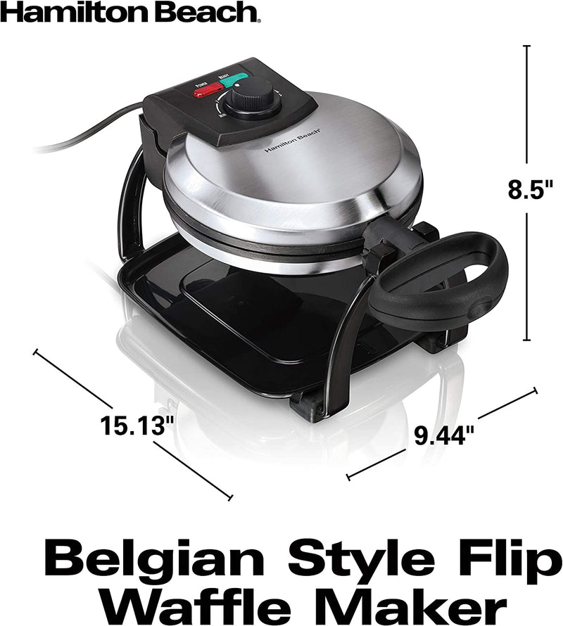 Hamilton Beach Flip Belgian Waffle Maker with Browning Control, Non-Stick Grids