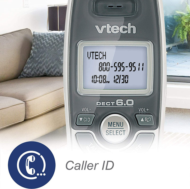 Vtech Dect 6.0 2-Handset Cordless Phone System with Caller ID, Green Backlit Keypad and Display (CS6114-2WT)