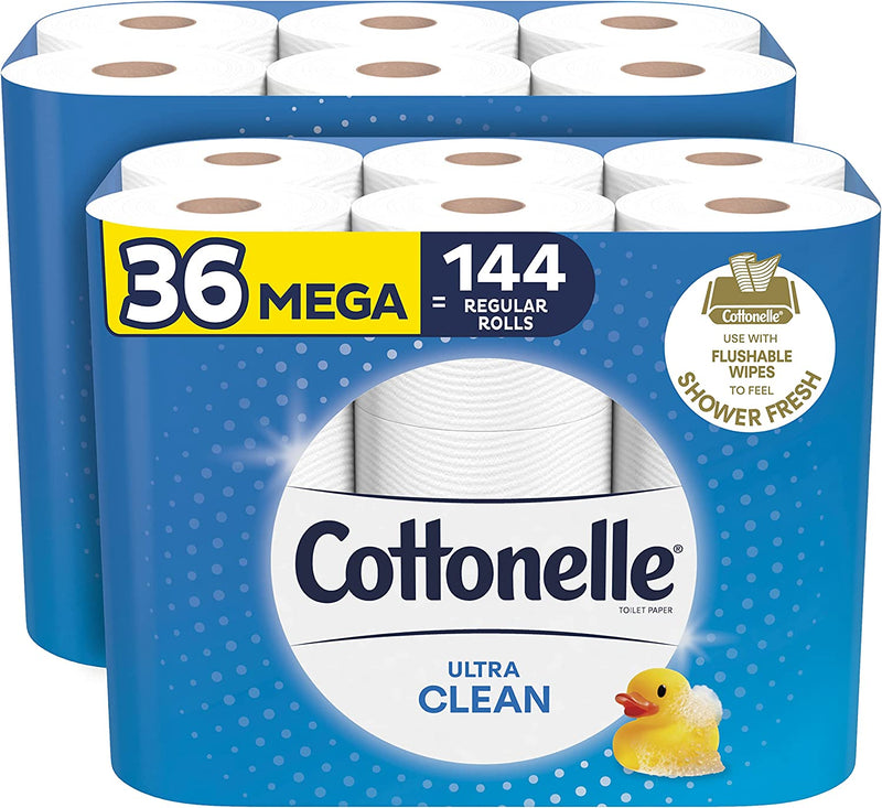 Cottonelle Ultra CleanCare Toilet Paper, Strong Tissue, 24 Double Rolls (Equals 48 Regular Rolls)