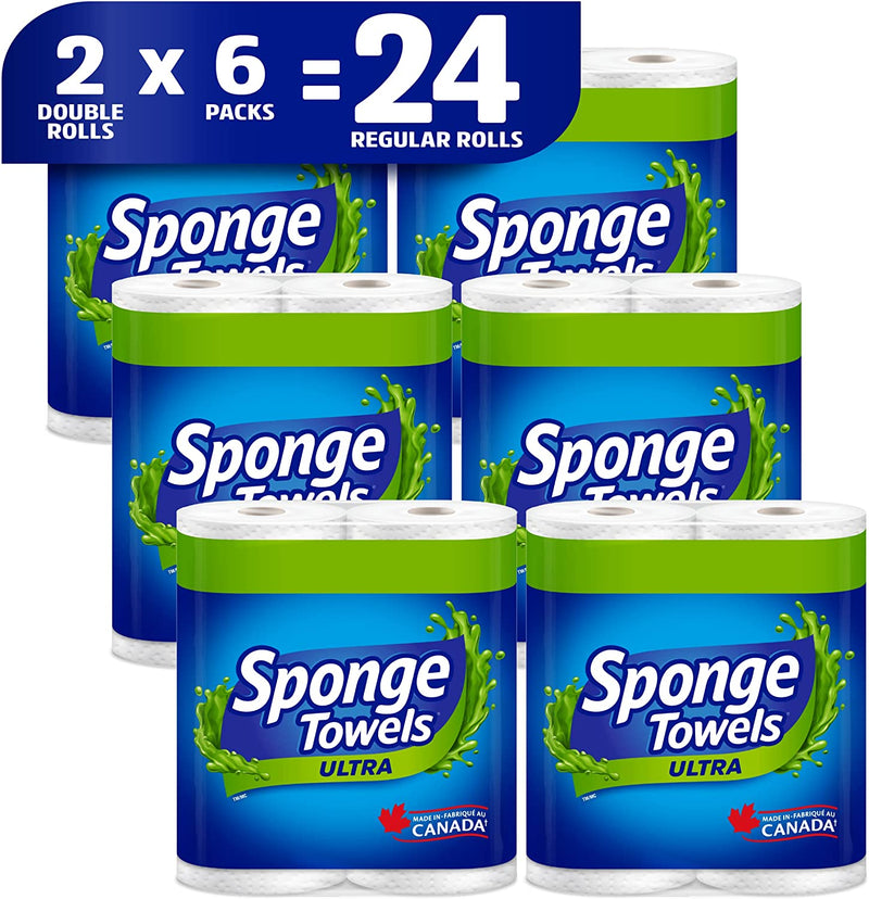 Sponge Towels Ultra Paper Towel, Choose-A-Size Sheets, 12 Double Rolls