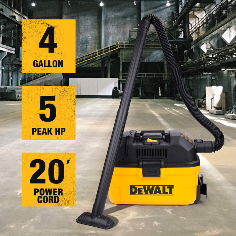 DEWALT Portable 4 Gallon Wet/Dry Vaccum, Yellow