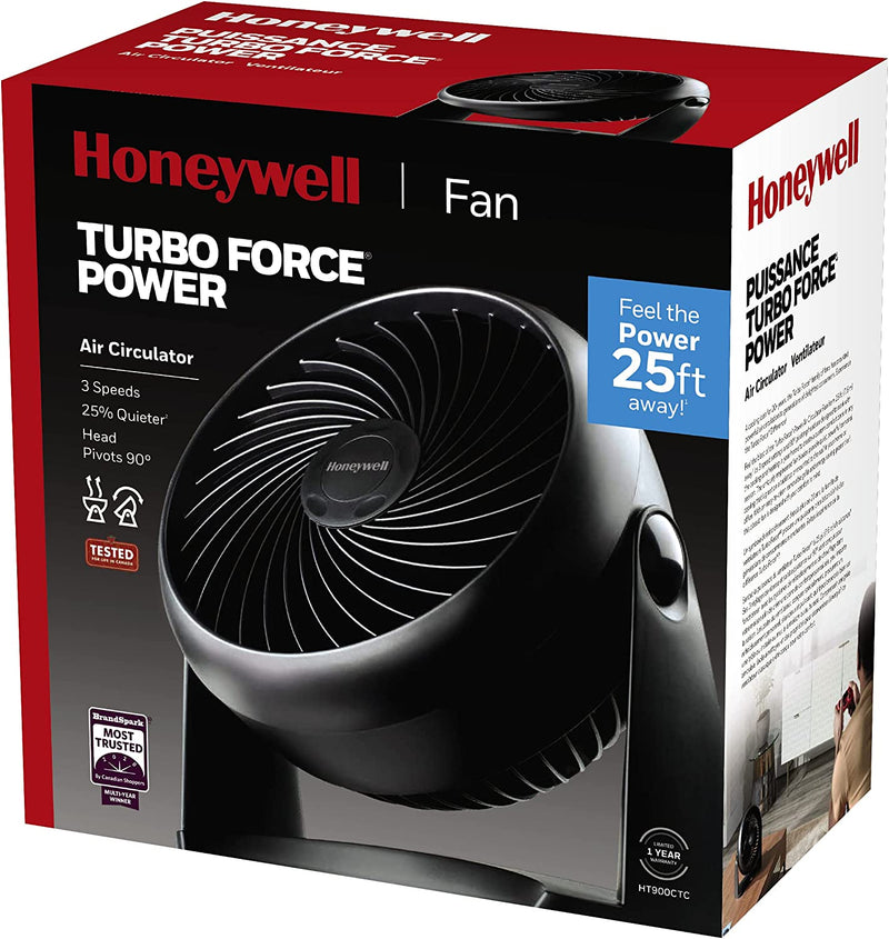 Honeywell HT900C 7" TurboForce® Desk/Table Fan, Air Circulator for Small Bedroom, Wall Mountable, Energy Saving, 3 Speeds