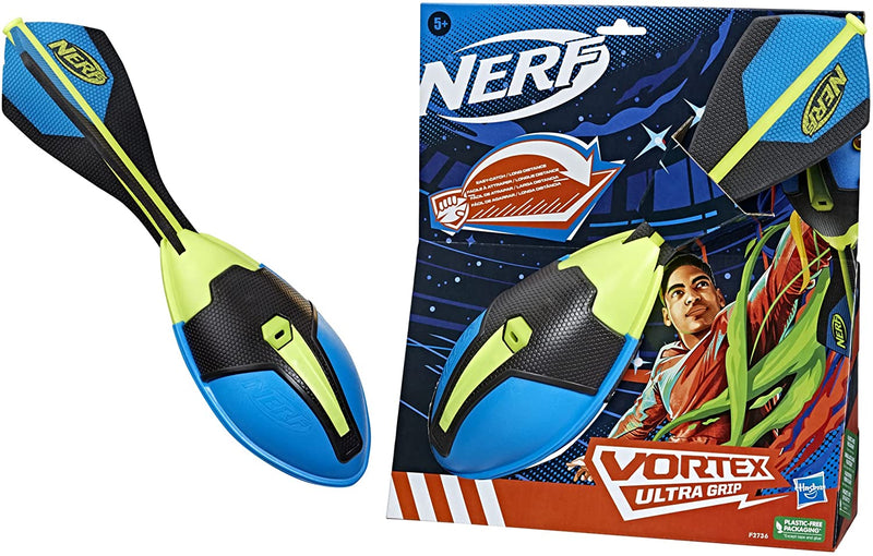 Hasbro Nerf Vortex Ultra Grip Football, Designed for Easy Catching, Howling Whistle Sound, Distance-Optimizing Tail, All-Weather Play