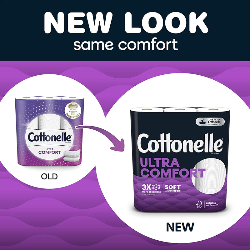 Cottonelle Ultra Comfort Toilet Paper, Strong Toilet Tissue, 12 Mega Rolls