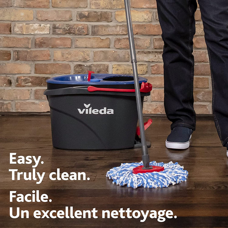 Vileda EasyWring RinseClean Spin Mop & Bucket System with 1 Extra Refill