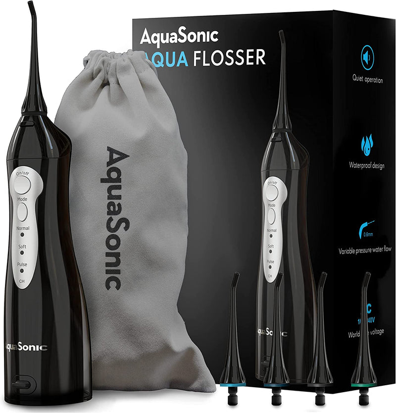 Aquasonic Aqua Flosser Professional Rechargeable Water Flosser with 4 Tips Oral Irrigator w/ 3 Modes