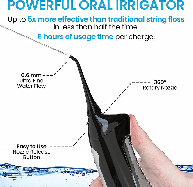 Aquasonic Aqua Flosser Professional Rechargeable Water Flosser with 4 Tips Oral Irrigator w/ 3 Modes