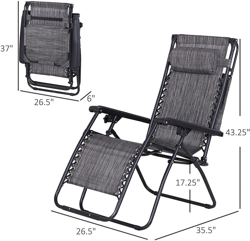 Zero Gravity Chair Adjustable Patio Lounge Chair Reclining Seat - 2 Pack