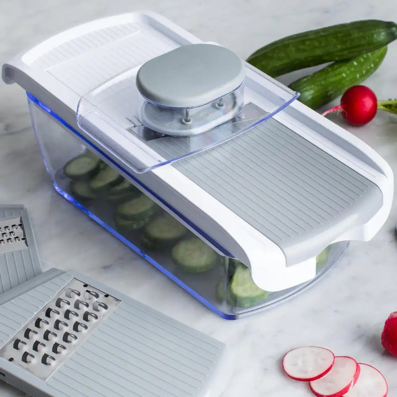 All In 1 Mandoline Slicer and Grater - Set of 7 (White/Grey)