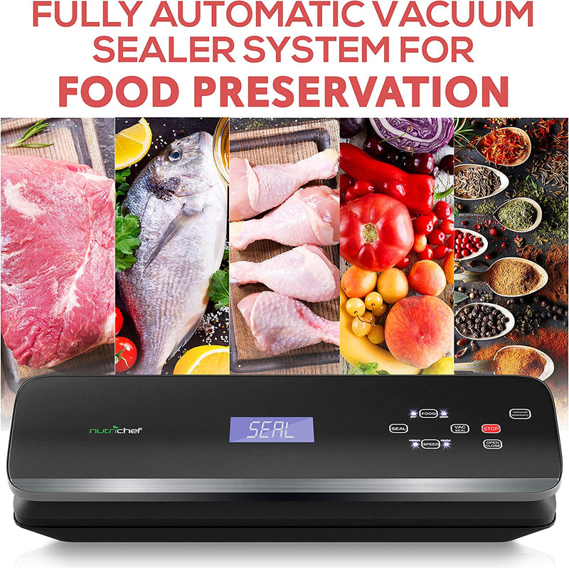 NutriChef PKVS40BK Automatic Sealer Machine-Air Meal/Meat Packing Storage Preservation System