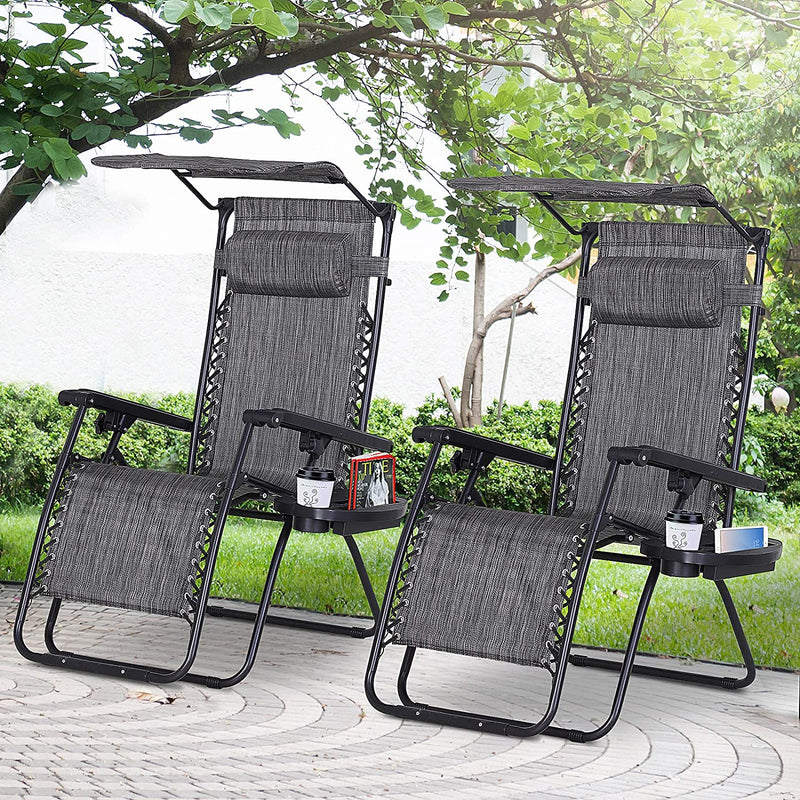 Zero Gravity Chair Adjustable Patio Lounge Chair Reclining Seat - 2 Pack