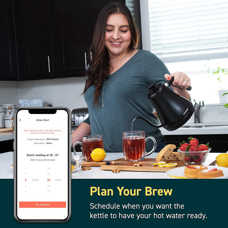 COSORI Electric Gooseneck Smart Bluetooth Temperature Control 5 Variable Presets Pour Over Kettle