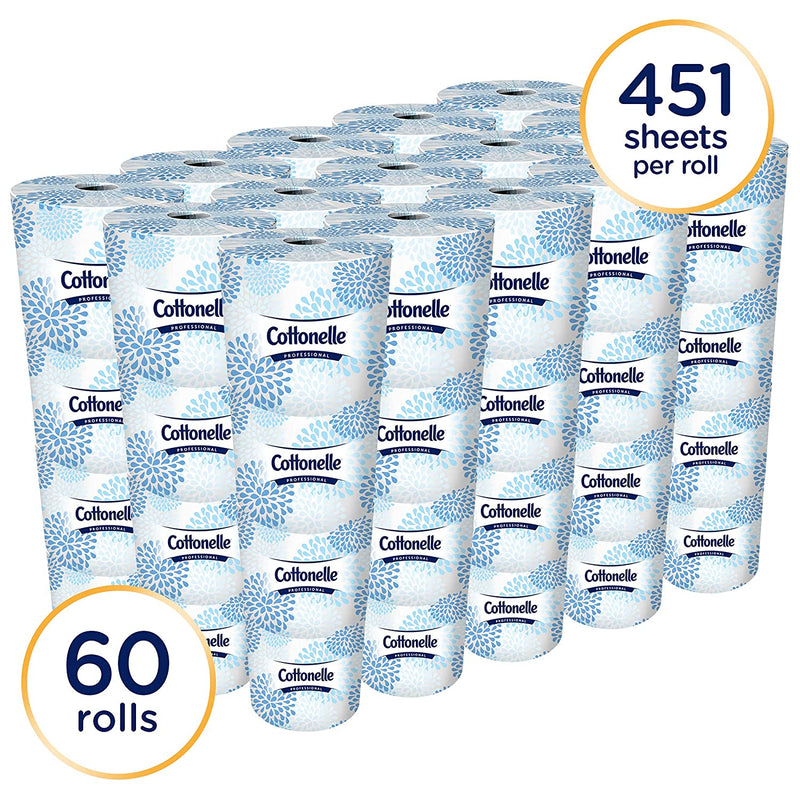 Kleenex Cottonelle Bulk Toilet Paper (17713), 60 Individually Wrapped Toilet Paper Rolls, White (27, 060 Sheets Per Case)