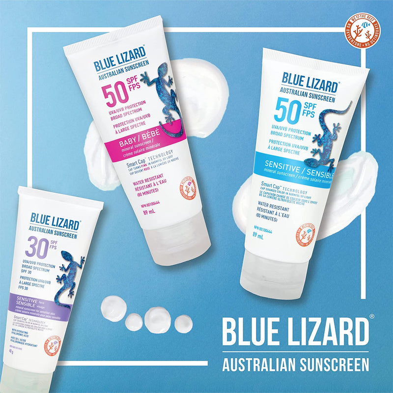 BLUE LIZARD Baby Broad Spectrum Mineral Sunscreen Lotion, SPF 50+, Water Resistant with Smart Cap Technology - 89 ml Tube