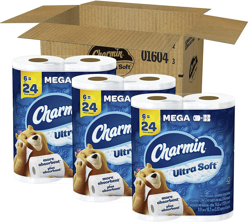 Charmin Ultra Soft Toilet Paper 18 Mega Rolls, 244 Sheets Per Roll