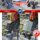 Shopping Cart, Heavy Duty Stair Cart 220 lbs Capacity Grocery Cart with Gray Large Shopping Bag Folding Shopping Cart with Adjustable Bungee Cord