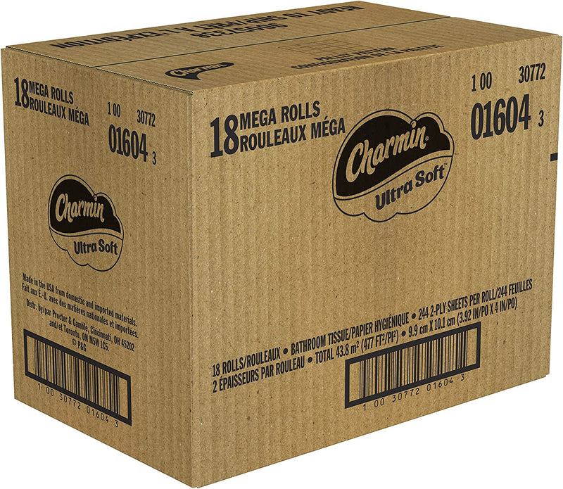 Charmin Ultra Soft Toilet Paper 18 Mega Rolls, 244 Sheets Per Roll