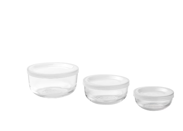 BESTAMMA Food container with lid, set of 3, glass