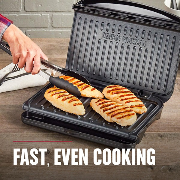 George Foreman 5-Serving Removable Plate Electric Indoor Grill and Panini Press, Black