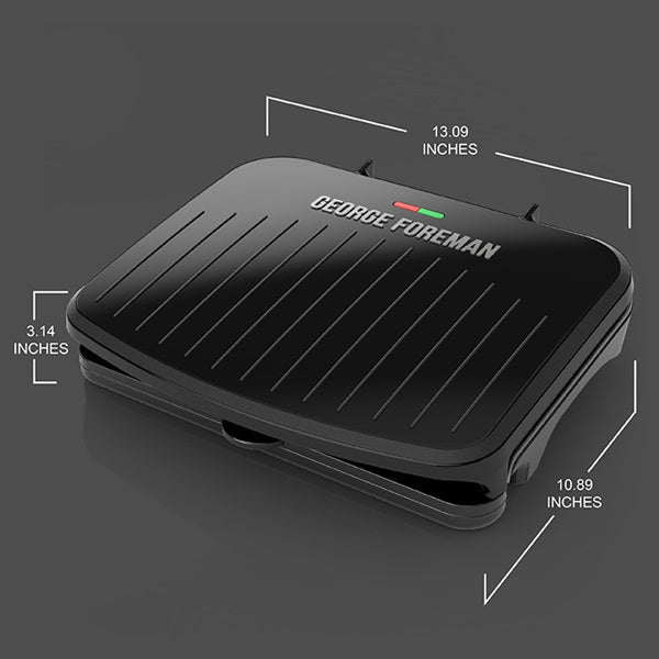 George Foreman 5-Serving Removable Plate Electric Indoor Grill and Panini Press, Black