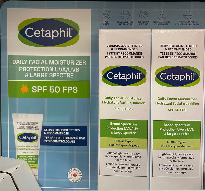 CETAPHIL Daily Facial Moisturizer SPF 50 For Dry to Normal Skin Types (Pack of 2)