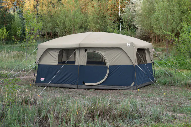 Coleman Hampton 3-Season, 9-Person, 2-Room Camping Cabin Tent w/ Room Divider, Rain Fly & Carry Bag