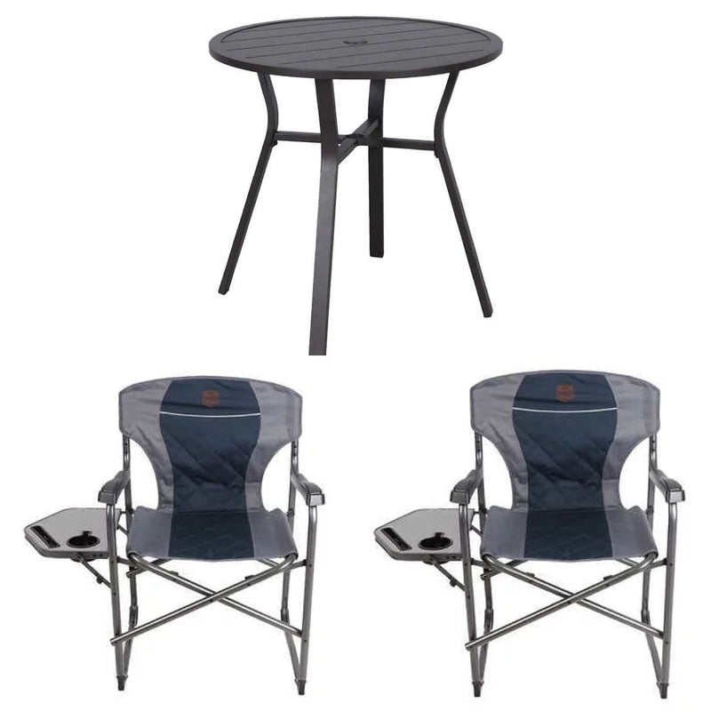 Timber Ridge 2 Beach Chairs with Aluminum Bistro Table / Outdoor Chair and Table