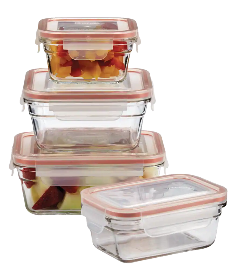 Glasslock Glass Food Storage Container Set Leakproof, 8-pc