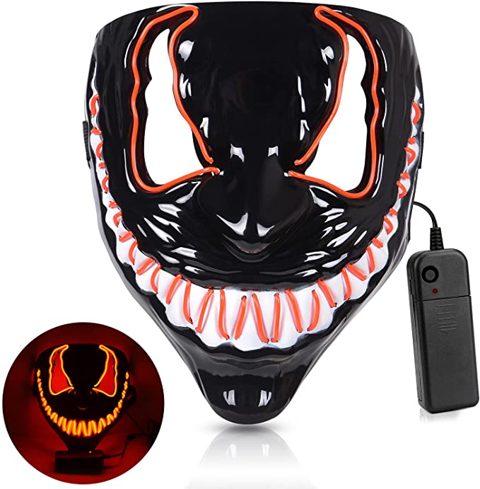 Halloween Mask Led Purge Mask with 3 Lighting Modes for Adult Kids Scary Mask Light Up Masque for Halloween Costume