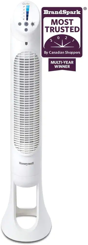 Honeywell QuietSet® Whole Room Oscillating Tower Fan, 5-Speed, White, 40-in