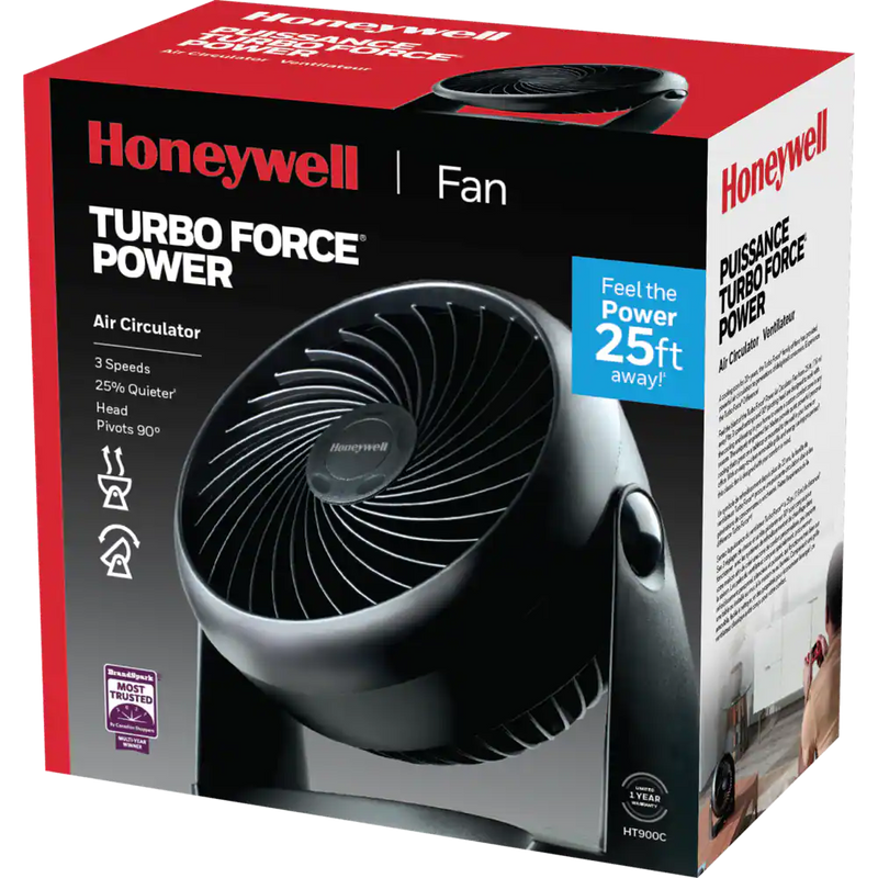 Honeywell TurboForce Tilt-Head Portable Air Circulator Table/Desk Fan, 3-Speed, Black, 7-in