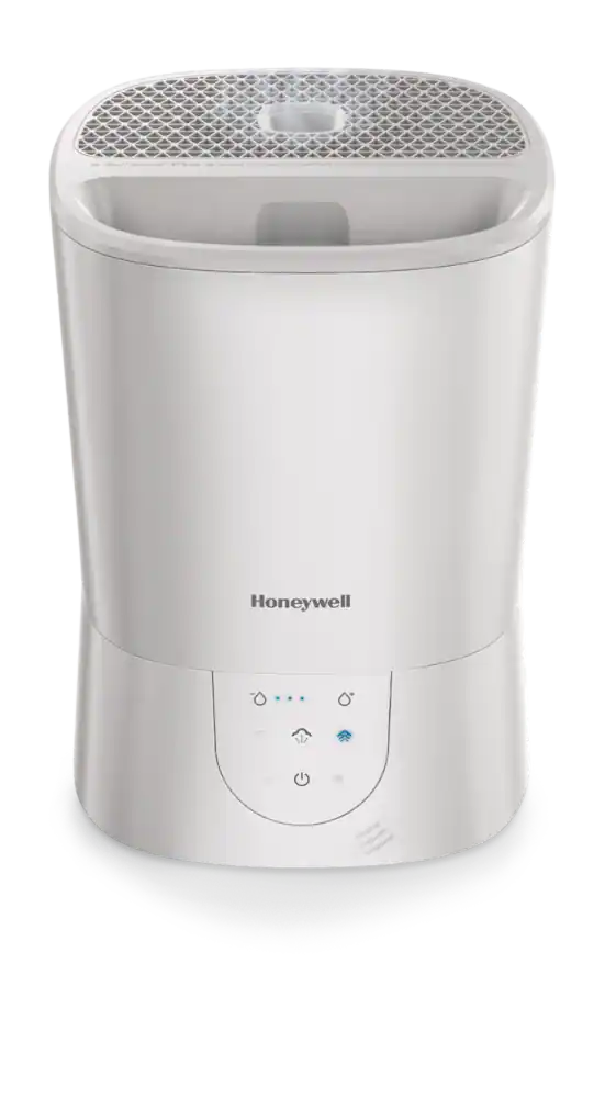 Honeywell HWM445WC Top-Fill Warm Mist Air Humidifier with Humidistat, Essential Oil Cup & Auto-Off, White, 6.44-