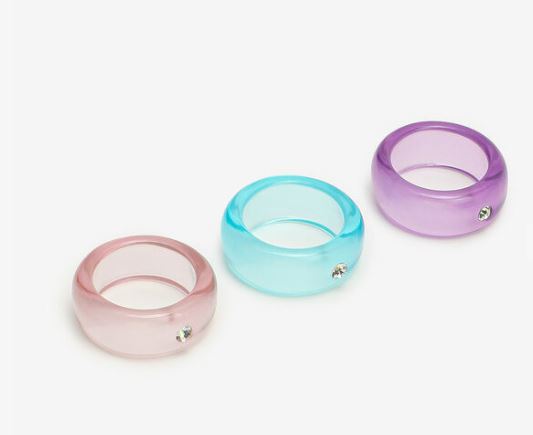 6 - Pack of Resin Rings, Multi Color