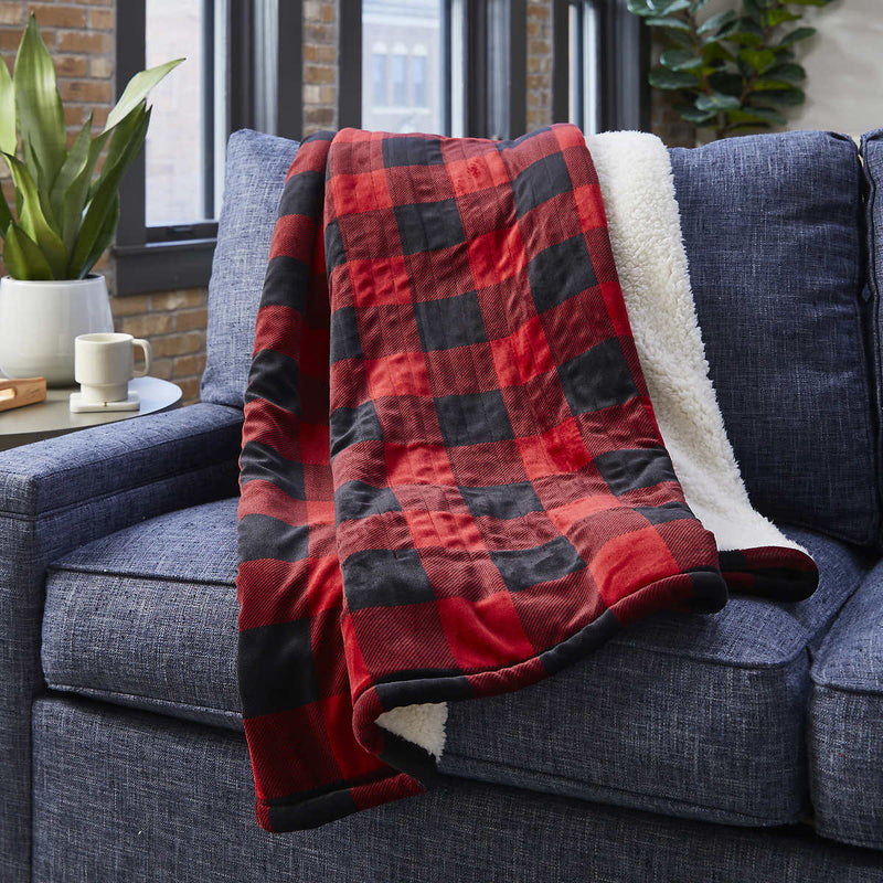 Sunbeam Northern Luxe Sherpa Heated Throw 50” x 60” (Red)