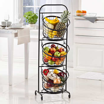 3 Tier Market Basket Stand with Baskets