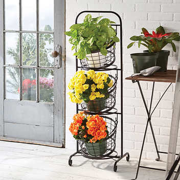 3 Tier Market Basket Stand with Baskets