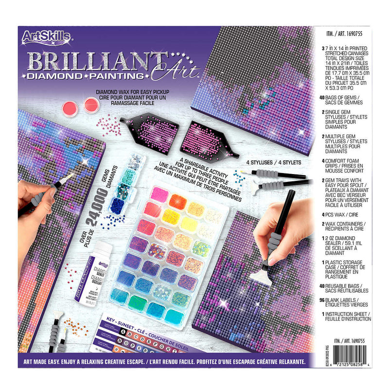 ArtSkills Brilliant Art Diamond Painting Kits, 3-Panel Sets