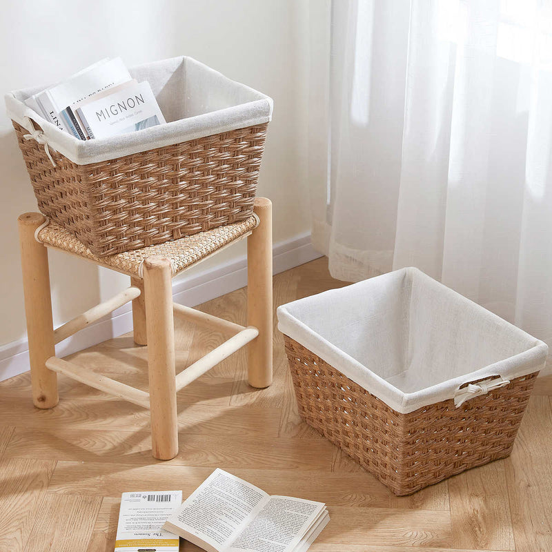 Faux Wicker Bins, Set of 2