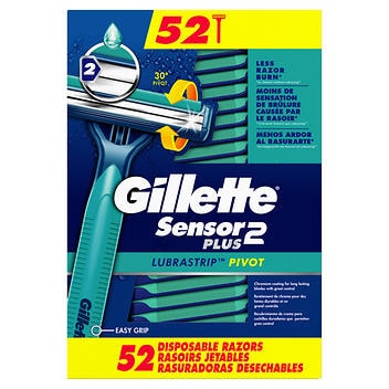 Gillette Sensor 2 Plus Disposable Razors, 52-pack