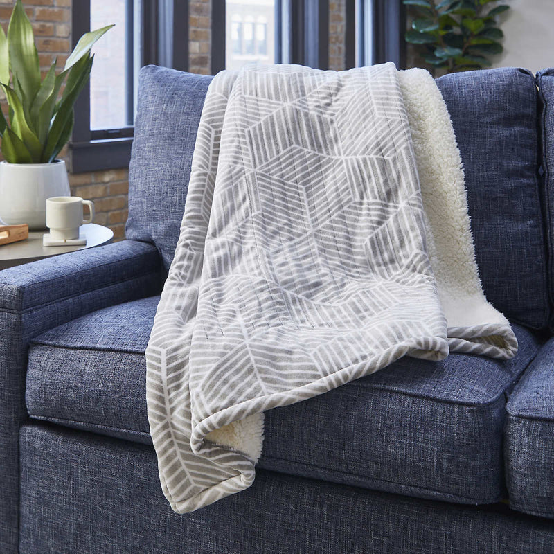 Sunbeam - Northern Luxe Sherpa Heated Throw 50” x 60” (Grey)