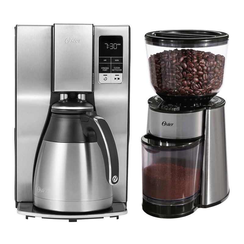 Oster 10 Cup Thermal Coffee Maker and Burr Mill Bundle