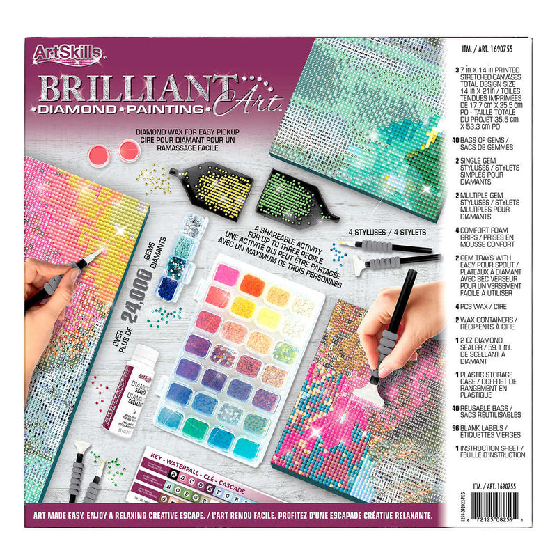 ArtSkills Brilliant Art Diamond Painting Kits, 3-Panel Sets