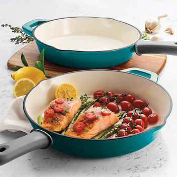 Tramontina Enameled Cast Iron Skillets, 2-piece