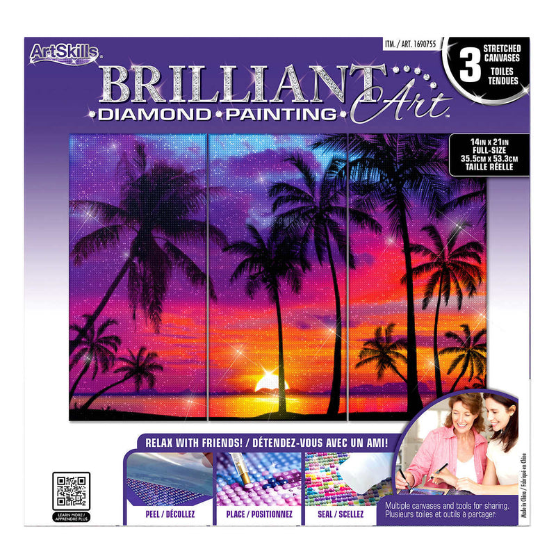 ArtSkills Brilliant Art Diamond Painting Kits, 3-Panel Sets