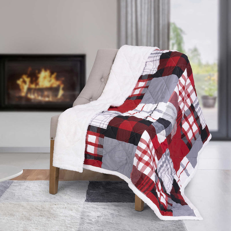 S&Co Home - Oversized Quilted Throw with Sherpa Reverse 50" x 70"