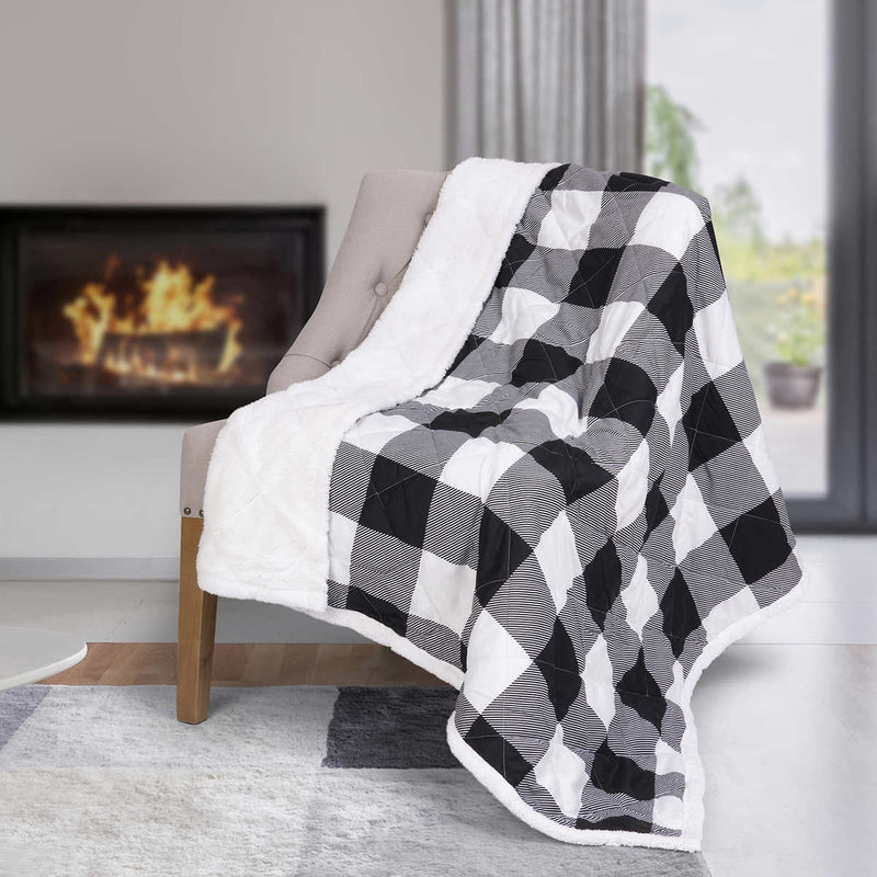 S&Co Home - Oversized Quilted Throw with Sherpa Reverse 50" x 70"