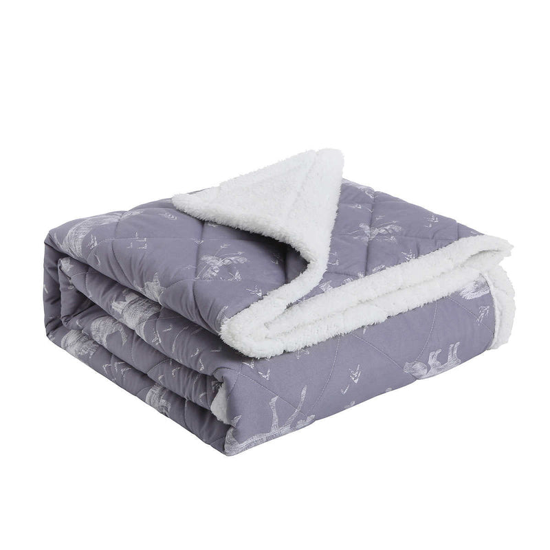 S&Co Home - Oversized Quilted Throw with Sherpa Reverse 50" x 70"